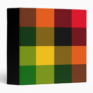 African Rasta Reggae Colours Plaid Pattern Design 3 Ring Binder