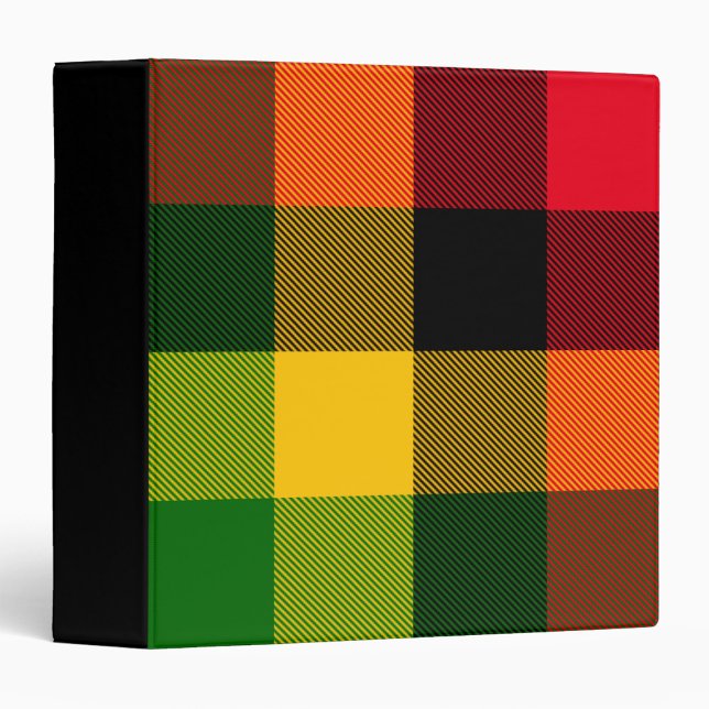  African Rasta Reggae Colours Plaid Pattern Design 3 Ring Binder (Creator Uploaded)