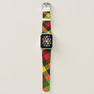  African Rasta Reggae Colours Plaid Pattern Design Apple Watch Band