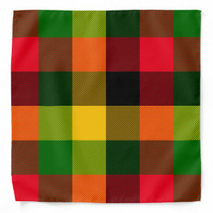  African Rasta Reggae Colours Plaid Pattern Design Bandana