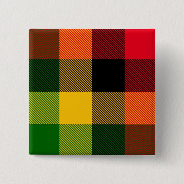  African Rasta Reggae Colours Plaid Pattern Design Button (Front)