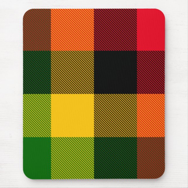  African Rasta Reggae Colours Plaid Pattern Design Mouse Pad (Front)