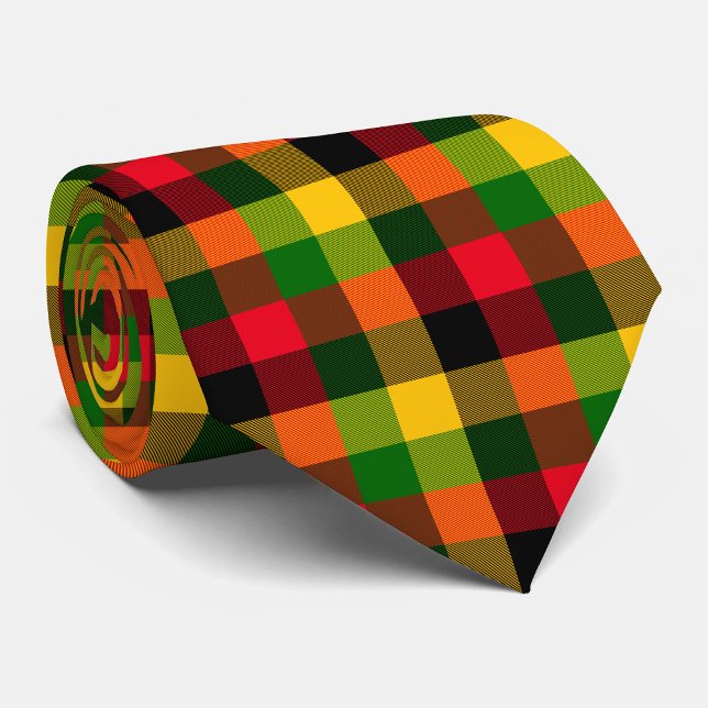  African Rasta Reggae Colours Plaid Pattern Design Neck Tie (Creator Uploaded)