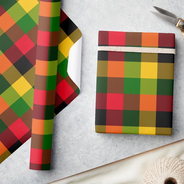  African Rasta Reggae Colours Plaid Pattern Design Wrapping Paper (Creator Uploaded)