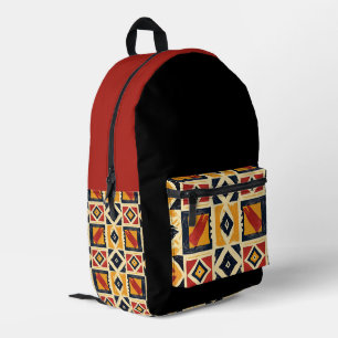 African Red, Black and Gold Printed Backpack
