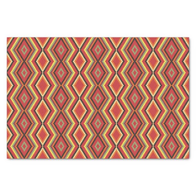 African Red Green Orange Yellow Ethnic Art Tissue Paper (Front)