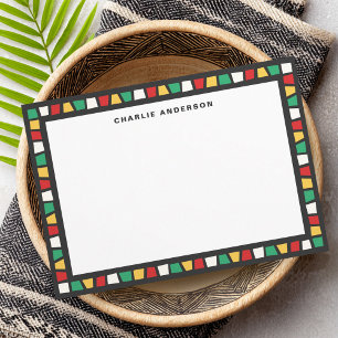 African red green yellow white mosaic Kwanzaa name Note Card