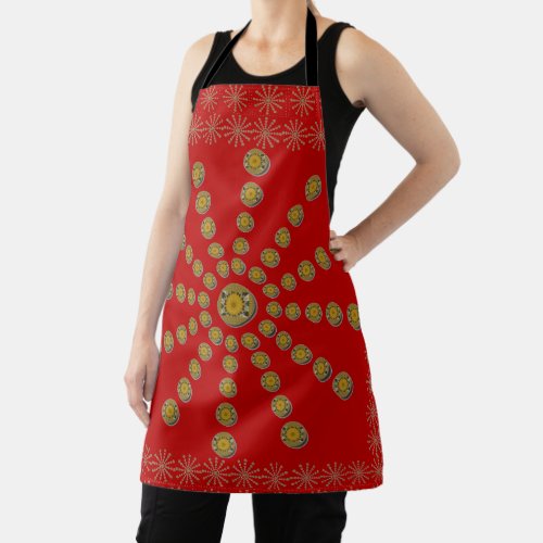 African Red Polka dot design Adult  Apron