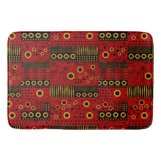 African Red Sunburst Tribal Patchwork Shower  Bath Mat