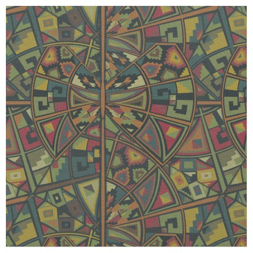 African Repeat Green overlay Patterns Fabric