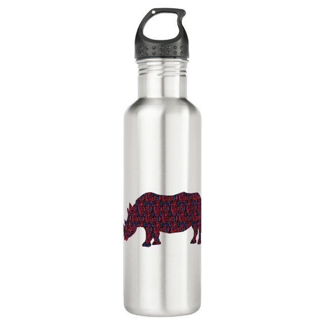 African-Rhinoceroc Stainless Steel Water Bottle (Front)