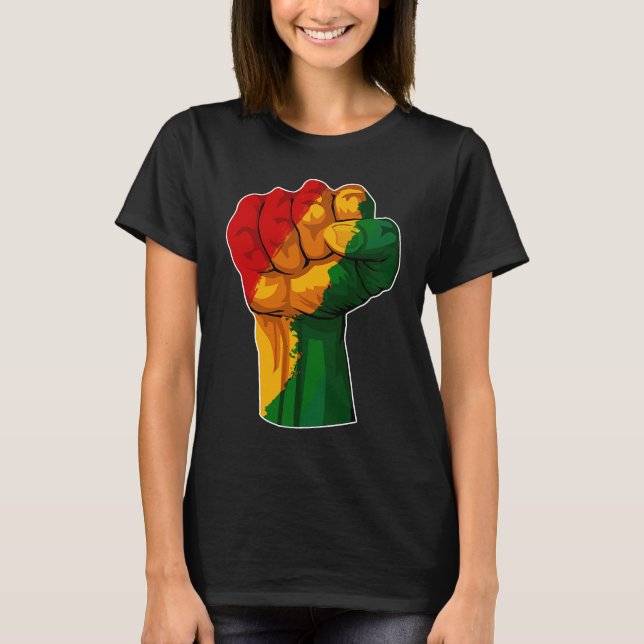 African Rising Hand Fist Black History Month BLM A T-Shirt (Front)