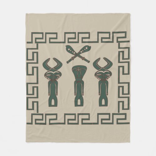 african ritual warriors portrait  fleece blanket