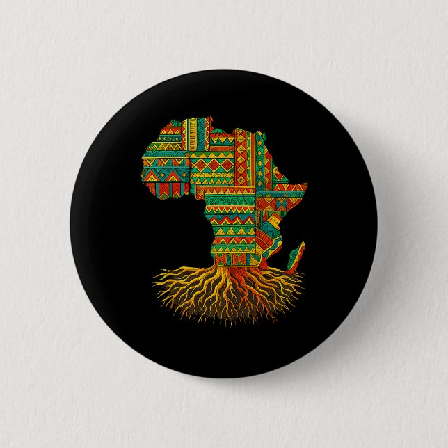 African Roots Africa Map Melanin Juneteenth  Button (Front)