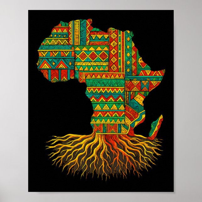 African Roots Africa Map Melanin Juneteenth  Poster (Front)