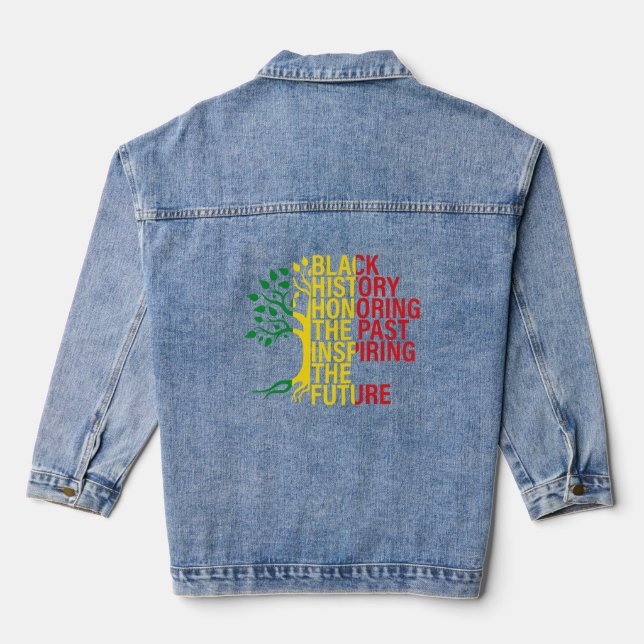 African Roots Black History Month Past and Future Denim Jacket (Back)