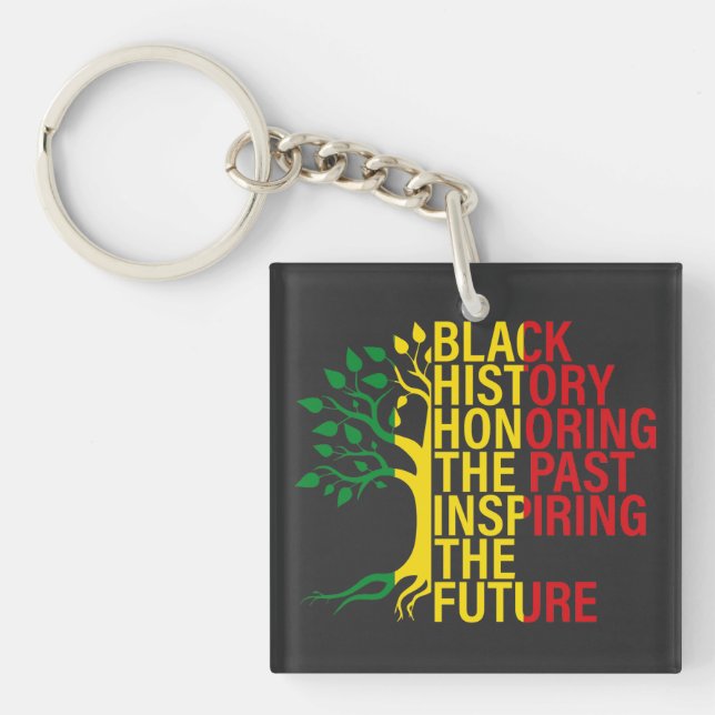 African Roots Black History Month Past and Future Keychain (Front)