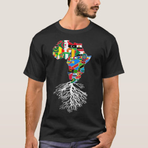 African Roots Continent Map Matching Country Flags T-Shirt