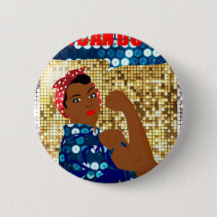 african rosie the riveter pinback button
