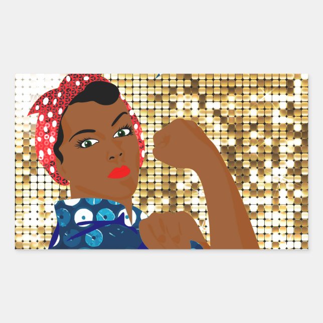 african rosie the riveter rectangular sticker (Front)