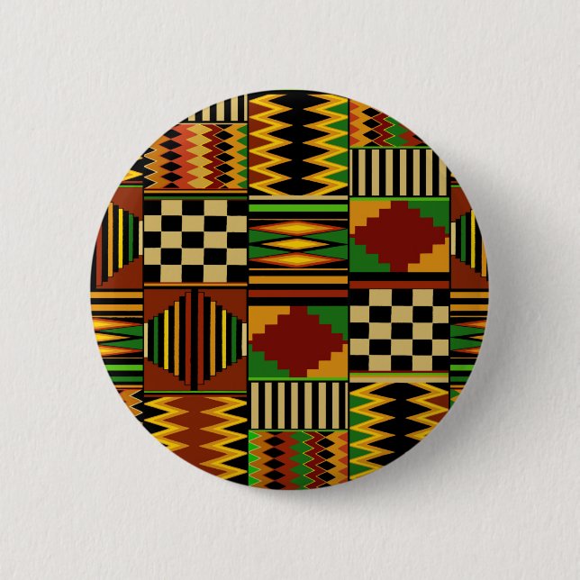 African Royal Kente Cloth Design Button (Front)