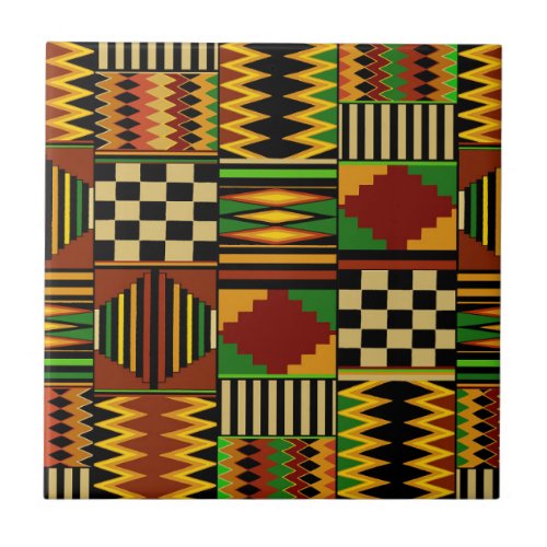 African Royal Kente Cloth Design Ceramic Tile
