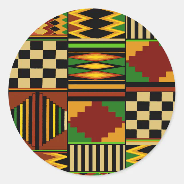 African Royal Kente Cloth Design Classic Round Sticker