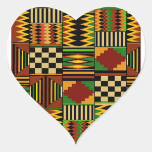 Gift Bags Stickers DIGITAL 'Best Wishes' African Inspired Blue Heart Kente Image For Use With Cards