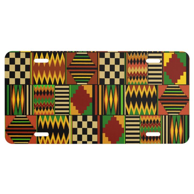African Royal Kente Cloth Design License Plate (Front)
