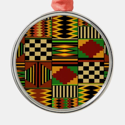 African Royal Kente Cloth Design Metal Ornament