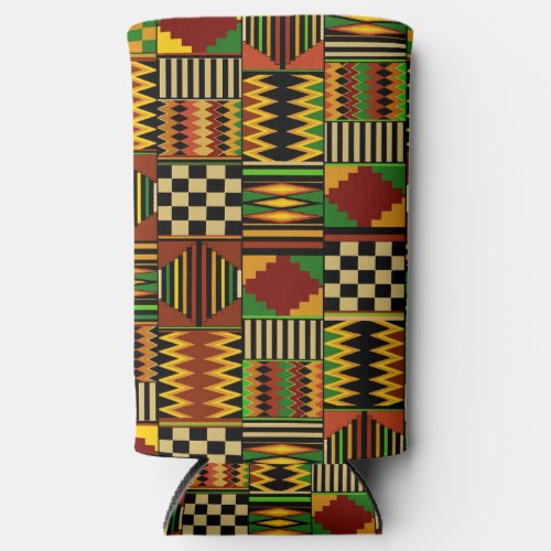 African Royal Kente Cloth Design Seltzer Can Cooler