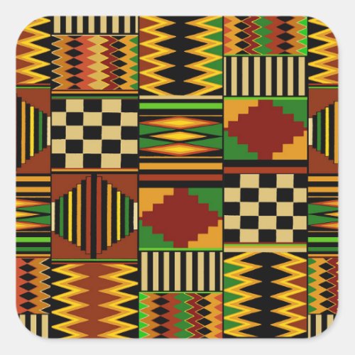 African Royal Kente Cloth Design Square Sticker