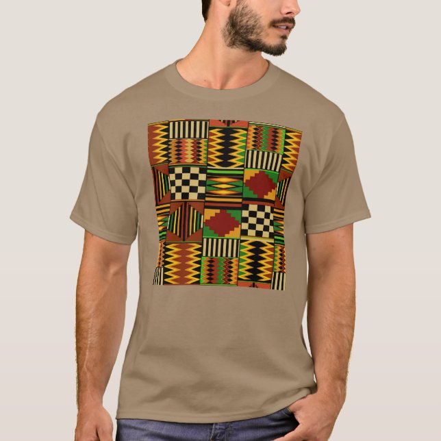 African Royal Kente Cloth Design T-Shirt (Front)