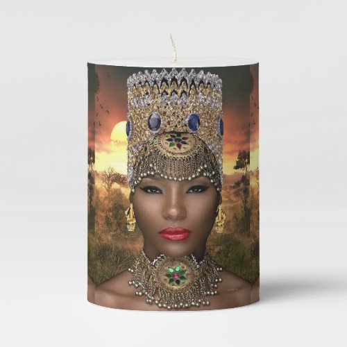 African Royalty Pillar Candle