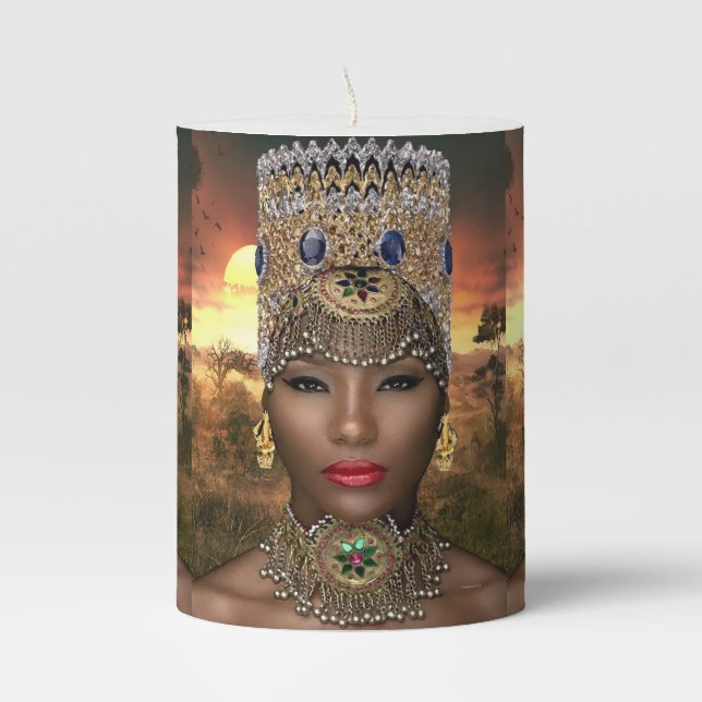 African Royalty Pillar Candle (Front)