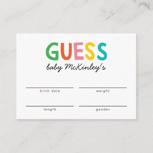 African Safari Animals Baby Shower Guessing Game Enclosure Card (Front)