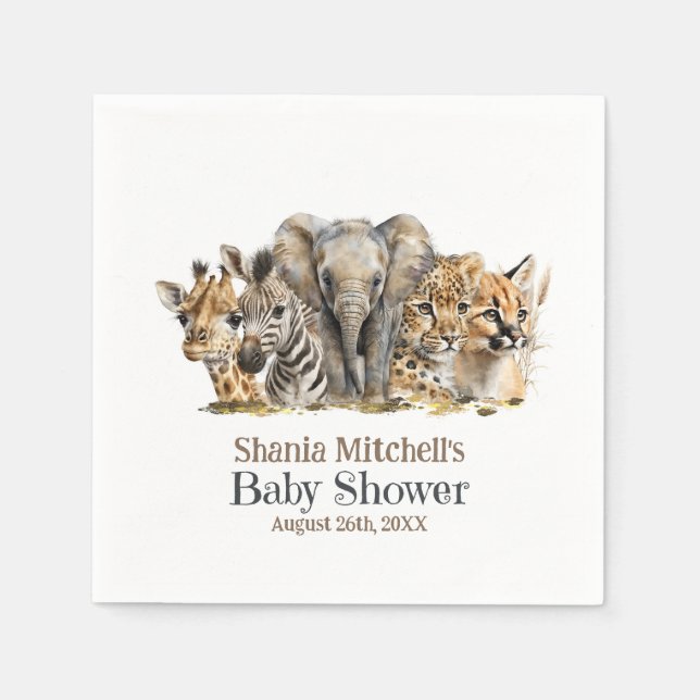 African Safari Animals Baby Shower Napkins (Front)