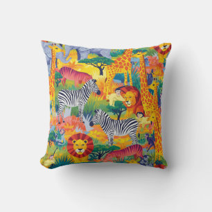 AFRICAN SAFARI ANIMALS THROW PILLOW