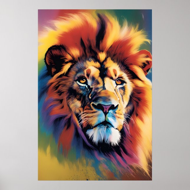 African Safari Art, Animal Lion Digital Art Poster (Front)
