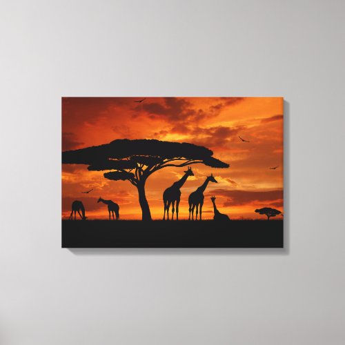 African Safari at Sunset Canvas Print