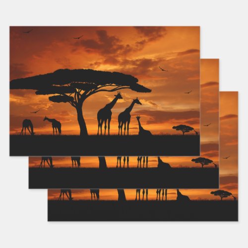African Safari at Sunset Wrapping Paper Sheets