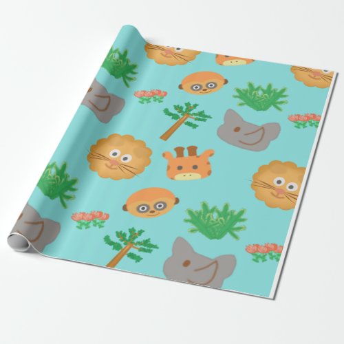 African Safari_ Baby Blue Wrapping Paper