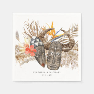 African Safari Boho Floral Monogram Napkins