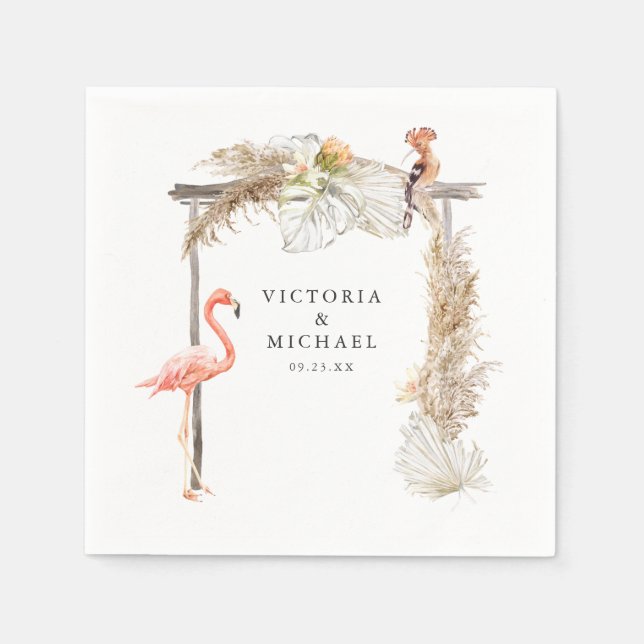 African Safari Boho Floral Monogram Napkins (Front)