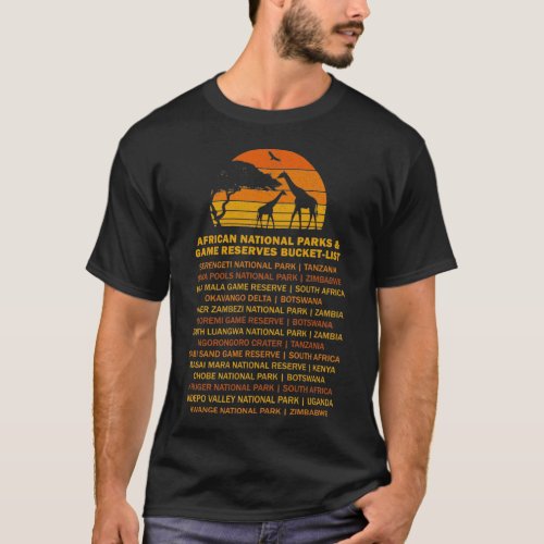 African Safari Bucket List Sunset Giraffe Mother T_Shirt