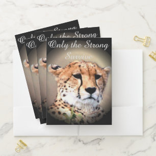 African Safari Cheetah Only The strongest Survive Pocket Folder