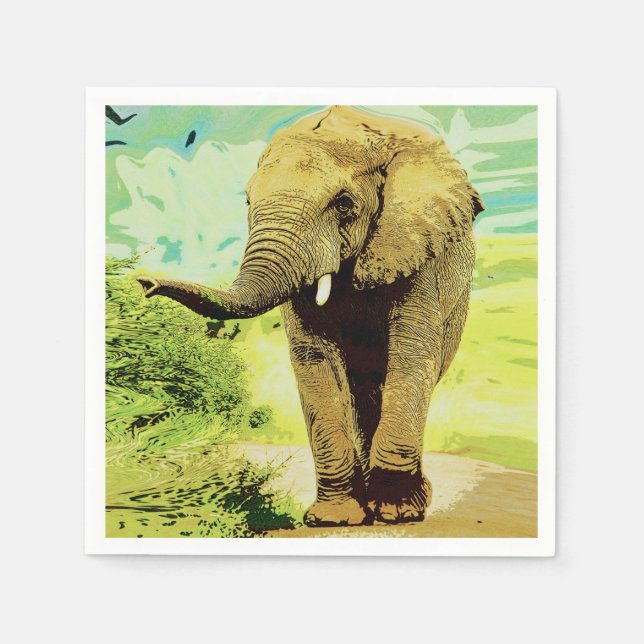 African Safari Elephant  Napkins (Front)