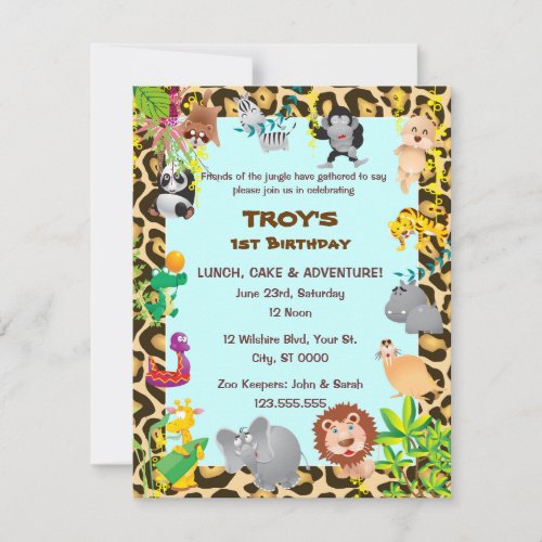 African Safari - First Birthday Party Invitation