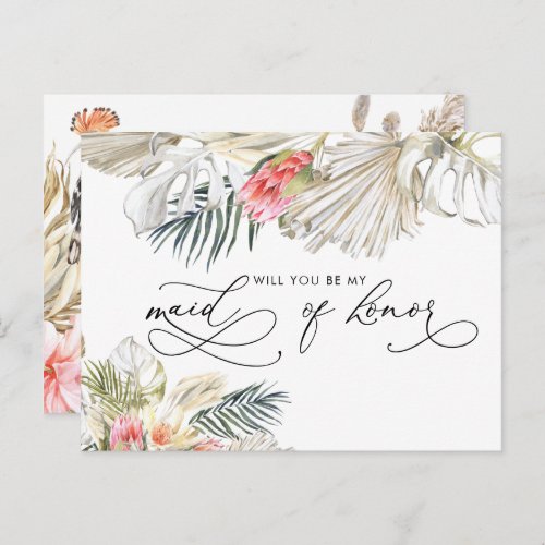 African Safari Floral  Be My Maid of Honor Postcard