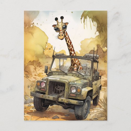 African Safari Giraffe Postcard